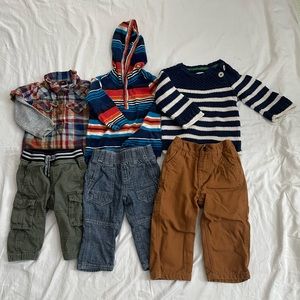 Bundle of 3 6-12 month outfits, 6 pieces,Tea collection,Carhartt,and Baby Boden
